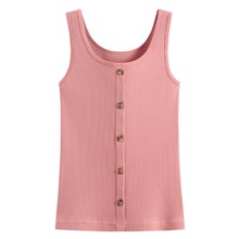 羅紋方領鈕釦背心-女