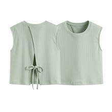 羅紋開衩無袖上衣-女