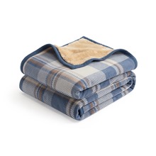 格紋長刷毛單人蓋毯-中性款