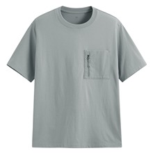 純棉厚寬版拉鍊袋五分袖T恤-男