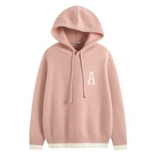 粗針混紡寬版連帽毛衣-女