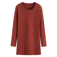 磨毛羅紋長版T恤-女