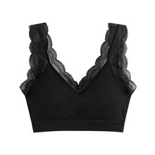 可拆式無縫Bra短版蕾絲背心-女