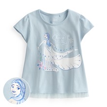 迪士尼系列網紗拼接印花T恤-46-童