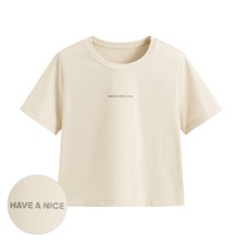 輕涼羅紋文字印花短版上衣-女
