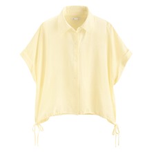 短版綁帶短袖襯衫-女