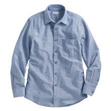 棉麻長袖襯衫-男