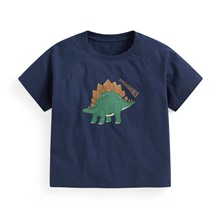 竹節棉寬鬆恐龍印花T恤-童