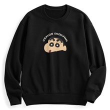 蠟筆小新毛圈寬版印花圓領衫-01-女