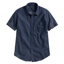 輕型牛仔短袖襯衫-男