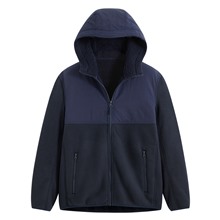 仿羊羔絨拼接連帽外套-男