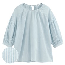 棉質紋理七分袖上衣-女