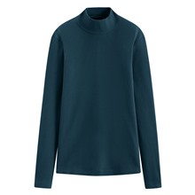 羅紋立領長袖T恤-女