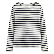 純棉粗紡條紋船型領T恤-女