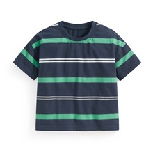 純棉條紋寬版落肩T恤-童