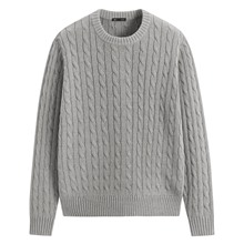 麻花圓領毛衣-男