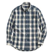 格紋長袖襯衫-男