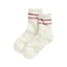 羅紋配條中筒襪-女