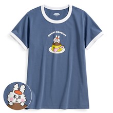 Bunni Konbiny羅紋配色印花T恤-04-女