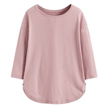 竹節棉船領七分袖上衣-女