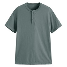 竹節棉亨利領T恤-男