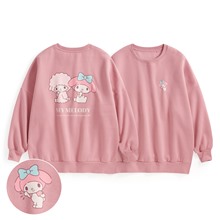 三麗鷗刷毛寬長版印花圓領衫-08-女