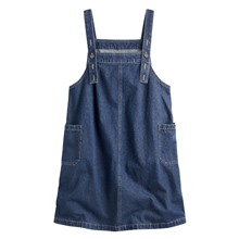 寬鬆牛仔吊帶裙-女