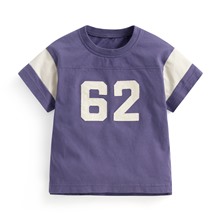 純棉文字寬版拼接T恤-Baby
