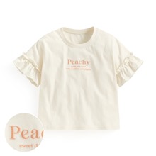 荷葉袖文字電繡上衣-童