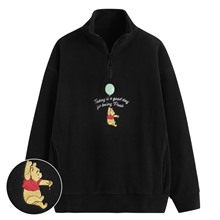 迪士尼系列Fleece寬版半開襟電繡上衣-女