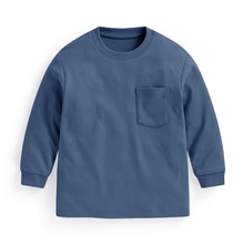 磨毛柔棉寬鬆口袋長袖T恤-童