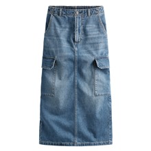 工裝牛仔長裙-女