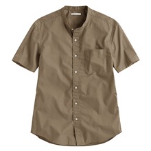 柔棉立領短袖襯衫-男