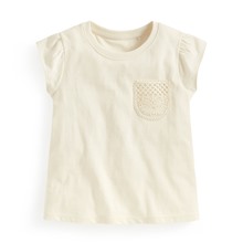 竹節棉蕾絲口袋T恤-童