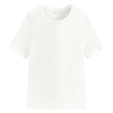 透膚羅紋針織短袖上衣-女