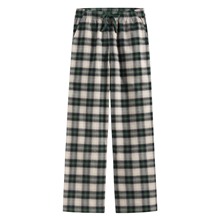 法蘭絨格紋長褲-女