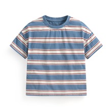 純棉條紋寬版落肩T恤-童