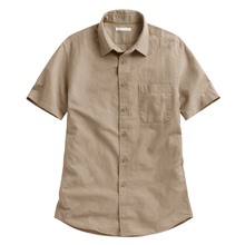 棉麻短袖襯衫-男