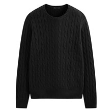 麻花圓領毛衣-女