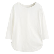 竹節棉船領七分袖上衣-女