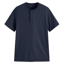 竹節棉亨利領T恤-男