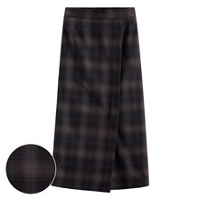 鬆緊格紋中長裙-女