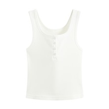 羅紋亨利領短版背心-女