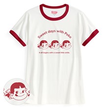 PEKO & POKO羅紋配色印花T恤-02-女