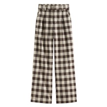 格紋打褶寬褲-女
