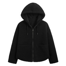 仿羊羔絨連帽外套-女