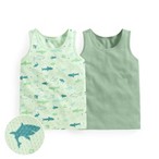 純棉網眼印花背心(2入)-童