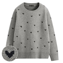 寬版愛心圓領毛衣-女