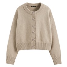 粗針短版開衩針織外套-女