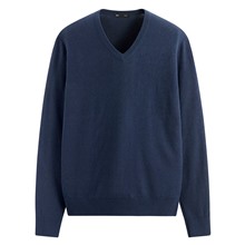 美麗諾羊毛混紡V領毛衣-男